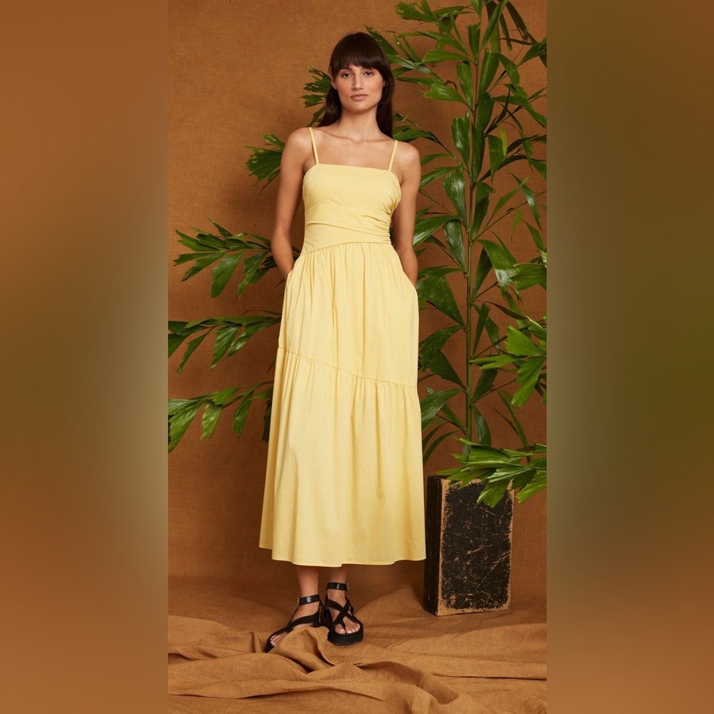 LUXELY Elegant Yellow Maxi Dress SIZE 16- EUC Color Raffia